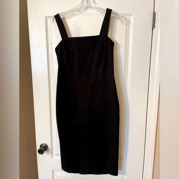 Banana Republic Black Midi Dress Stretch Jumper Straps Size 8 Classy Whimsygoth - Picture 3 of 6